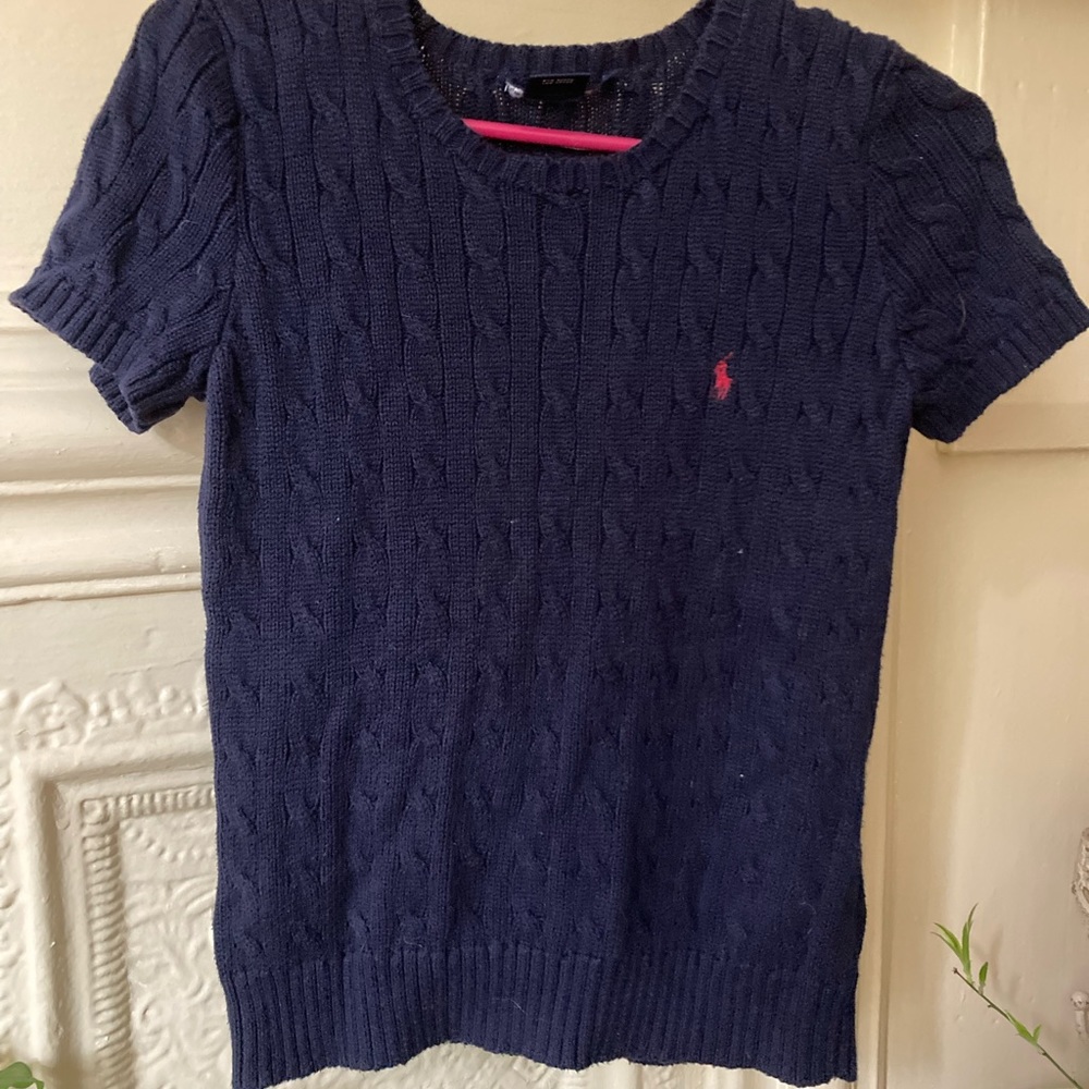 Ralph Lauren Sport cable knit navy top sz m